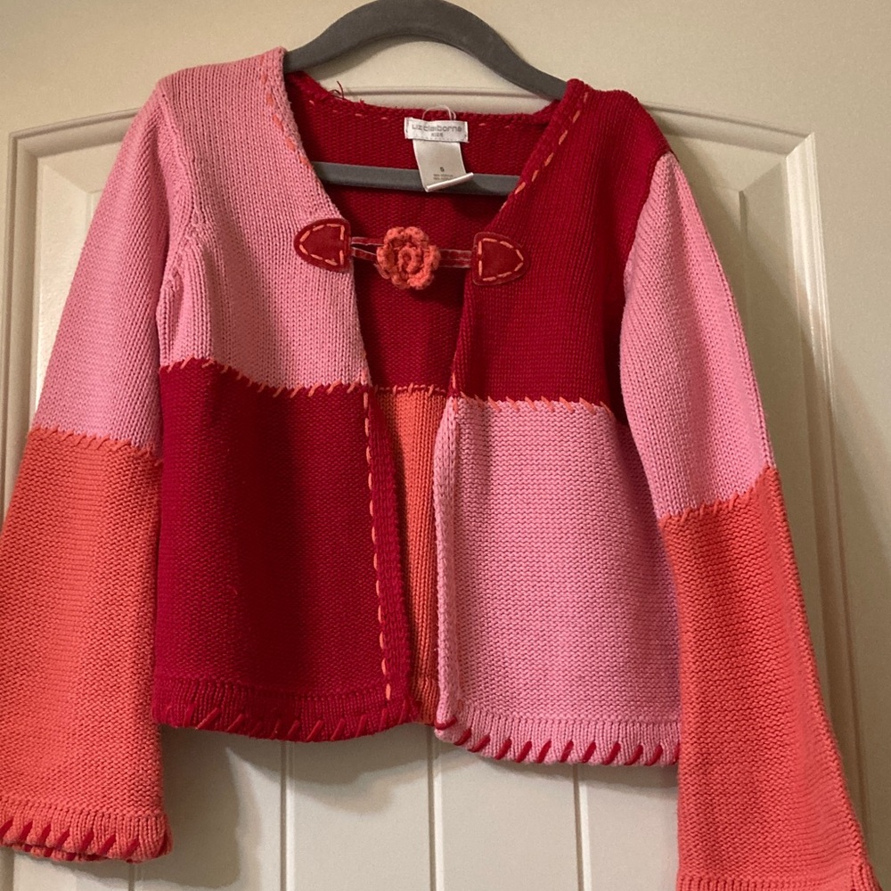 Kids Liz Claiborne Red & Pink Color Block Sweater